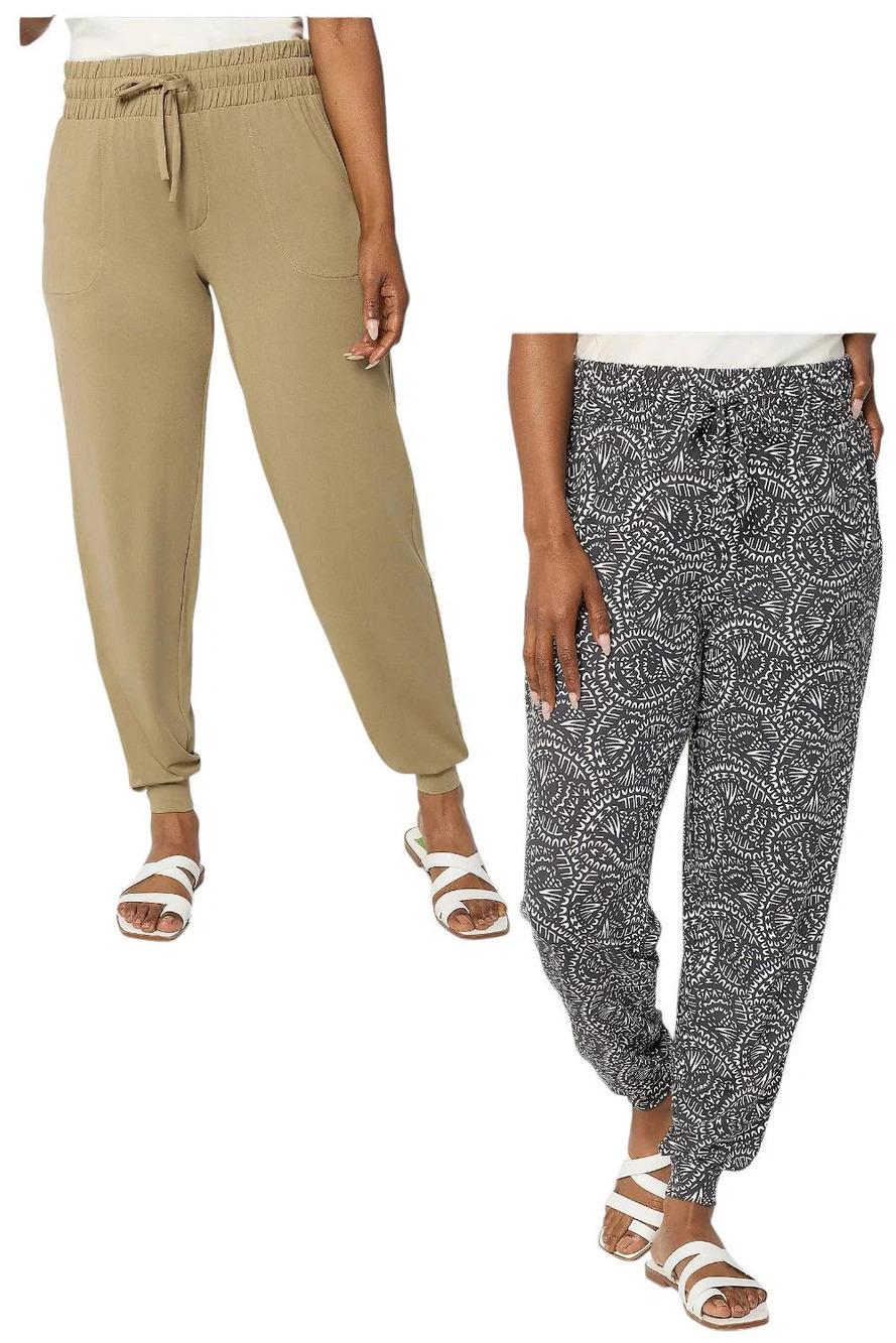 Anybody Women's 2-Pack Lush Jersey Joggers Olive/Paisley - Petite